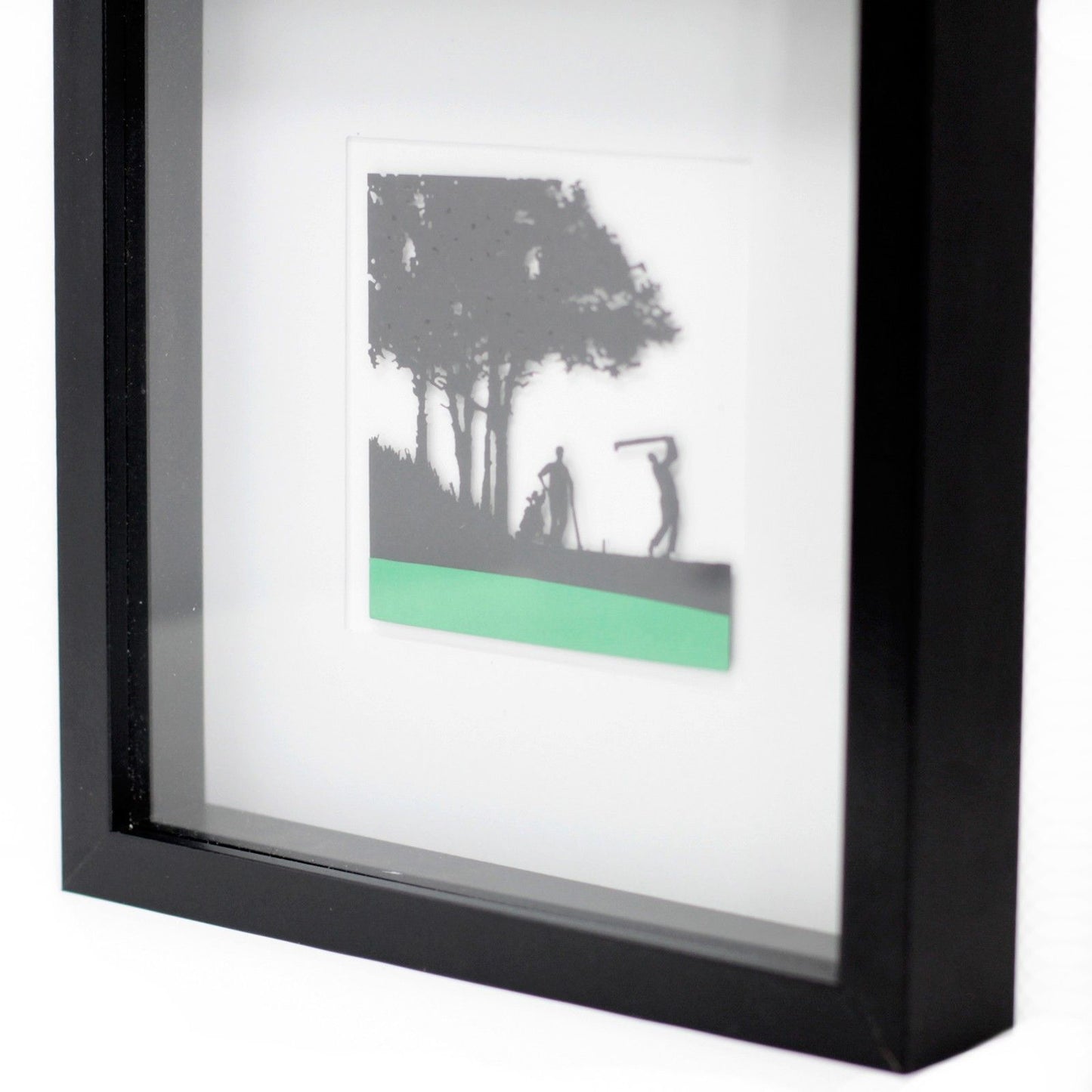 Paper Cutout Black Picture Frame - Golfing