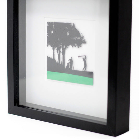 Paper Cutout Black Picture Frame - Golfing