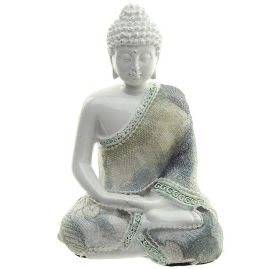 Thai Buddha White Gloss & Cream Figurine - Meditation