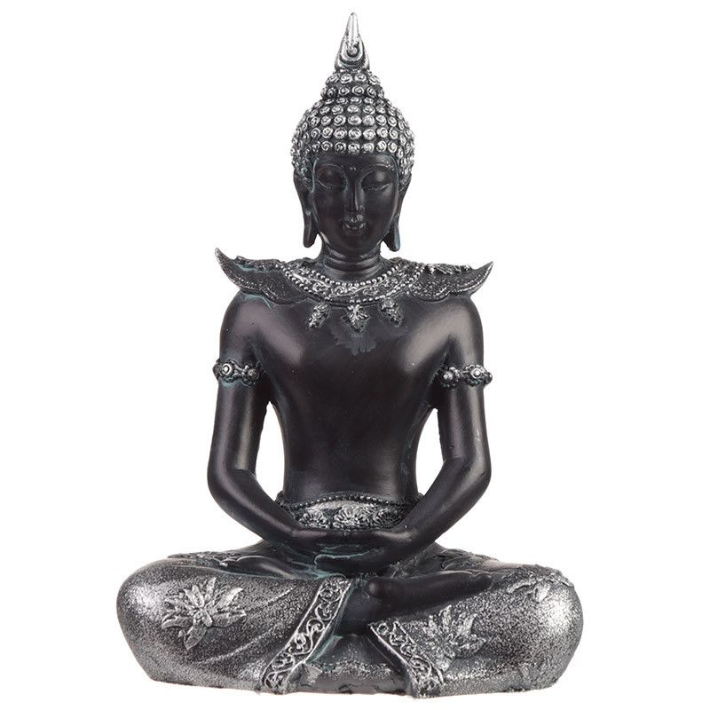Thai Buddha Figurine Black & Silver - Serenity