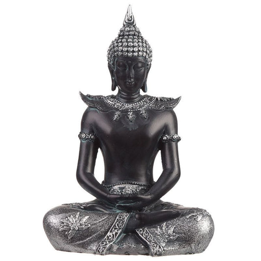 Thai Buddha Figurine Black & Silver - Serenity