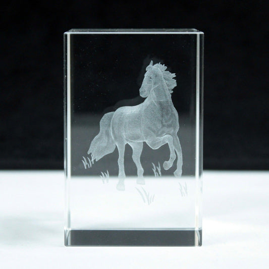 Laser Crystal Block - Standing Horse