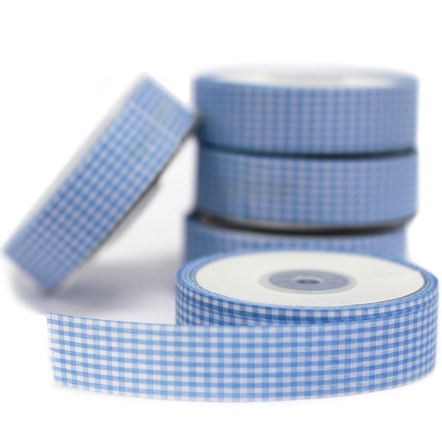 Budget Gingham Ribbon 25mm x 45m - Light Blue