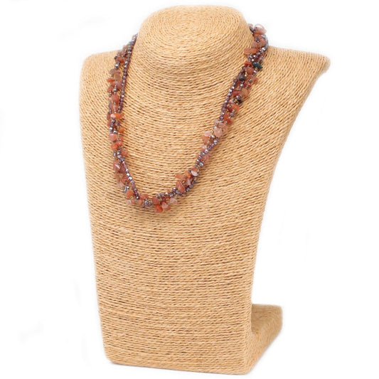 Chipstone & Bead Necklace - Red Agate
