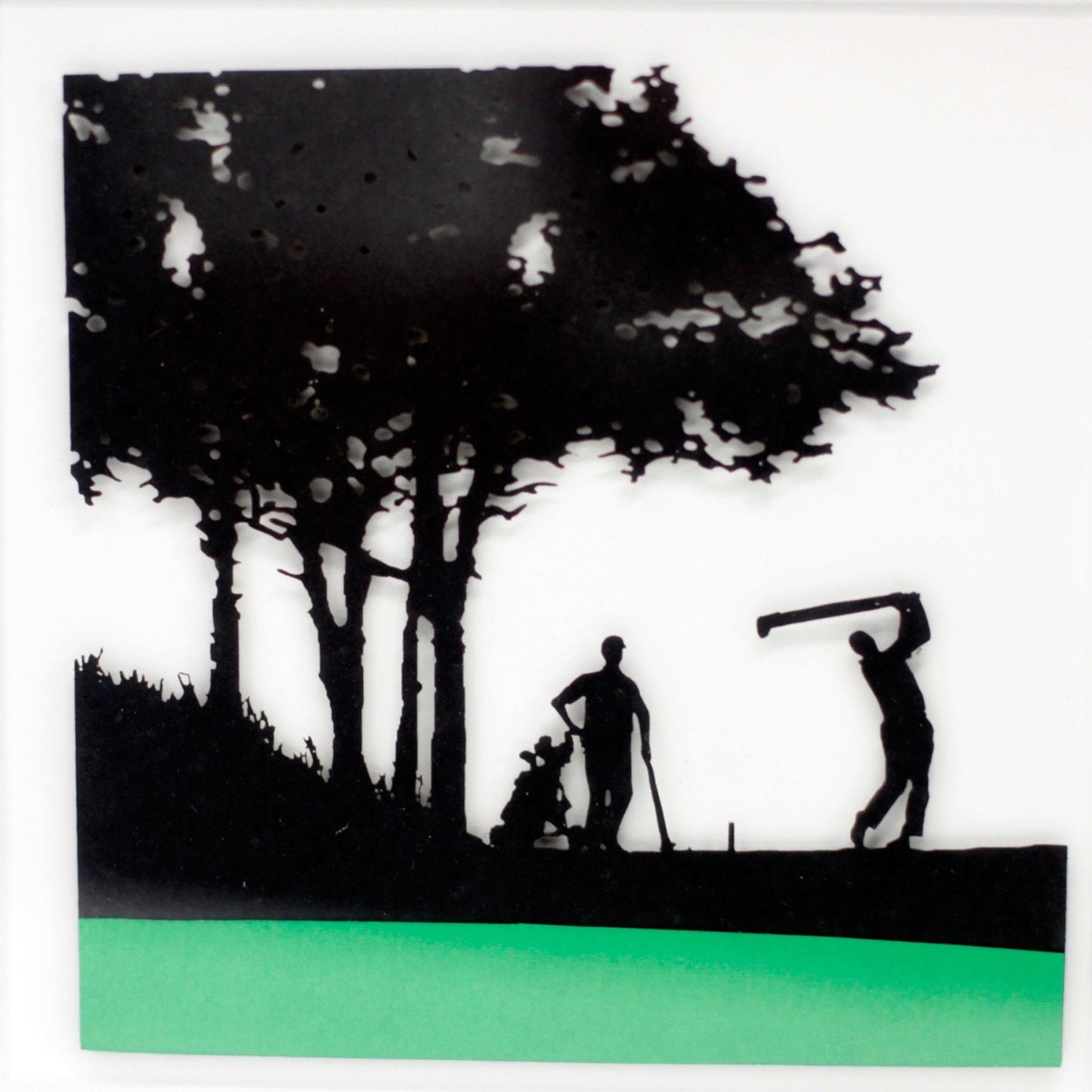 Paper Cutout Black Picture Frame - Golfing