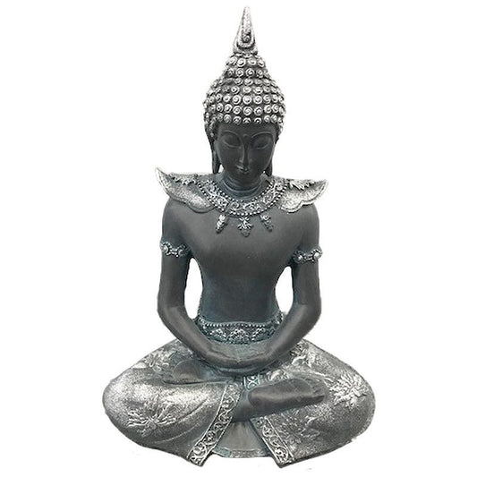 Thai Buddha Figurine Black & Silver - Serenity