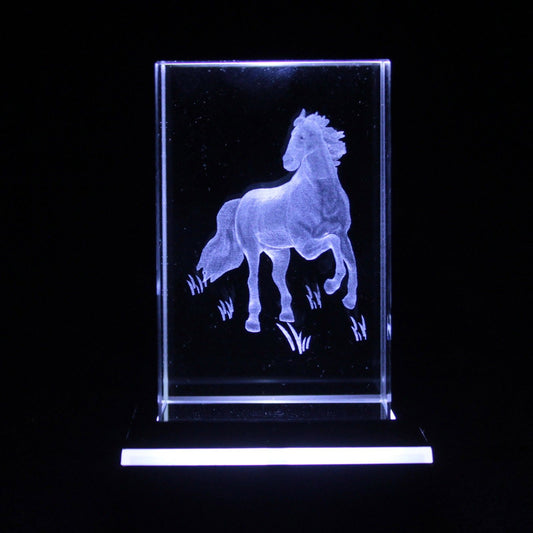 Laser Crystal Block - Standing Horse