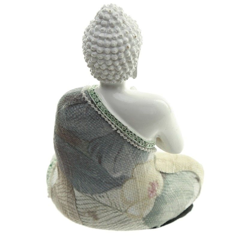 Thai Buddha White Gloss & Cream Figurine - Meditation