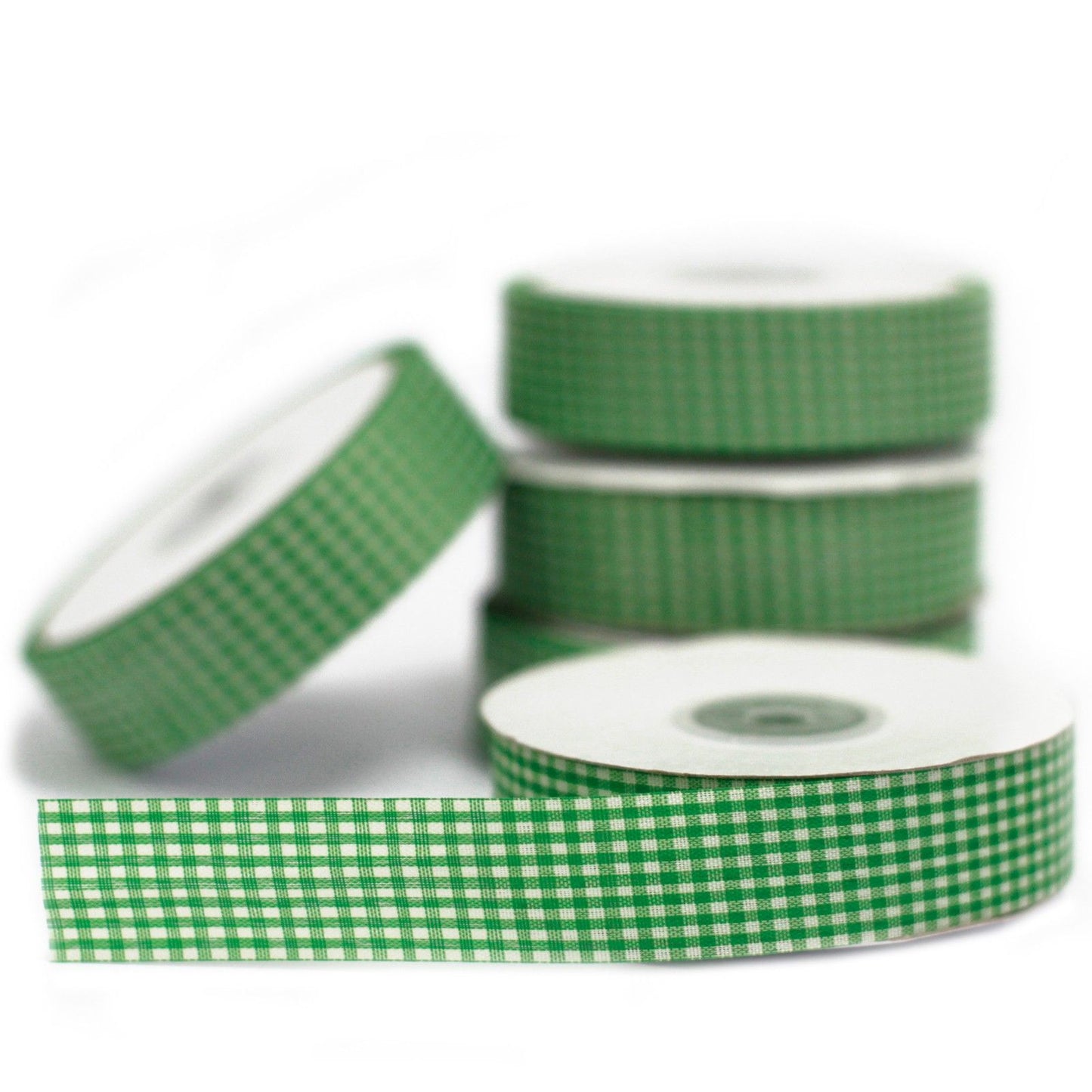 Budget Gingham Ribbon 25mm x 45m - Green