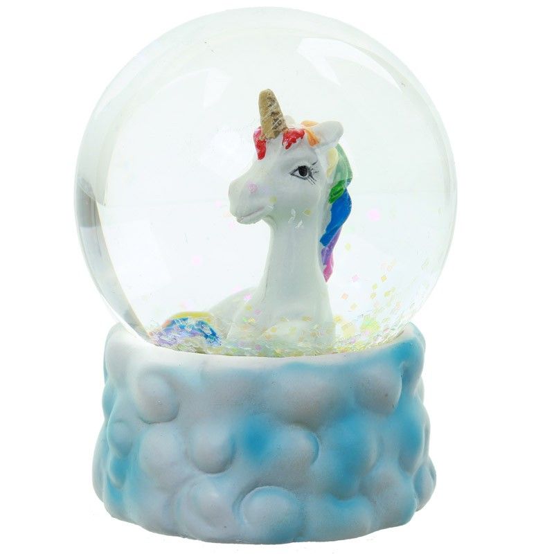 Rainbow Unicorn and Cloud Waterball Snow Globe