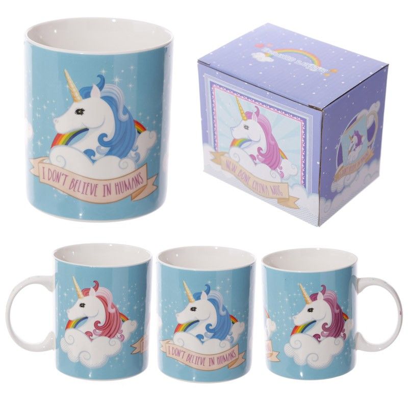 I Don't Believe in Humans Unicorn New Bone China Mug