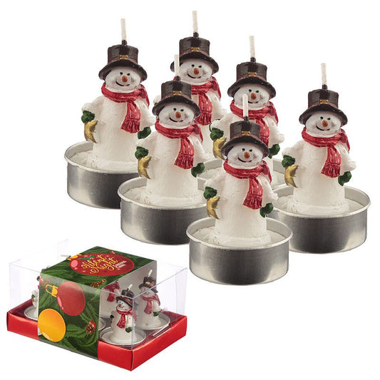 Tea Light Candle Set of 6 - Christmas Snowmen
