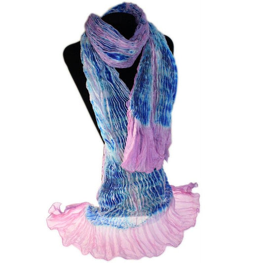 Silk Crinkle Scarf - Blue & Violet