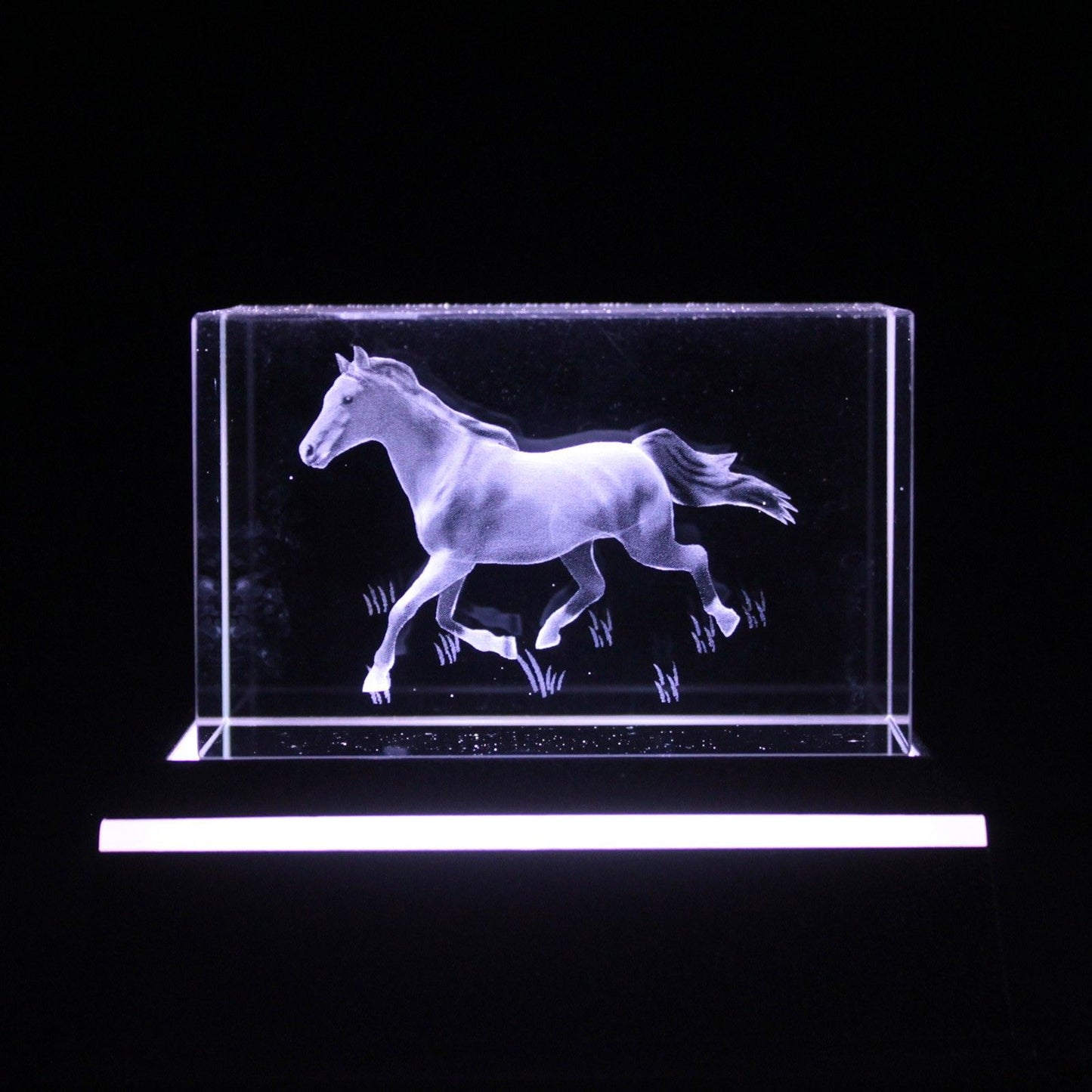 Laser Crystal Block - Running Horse