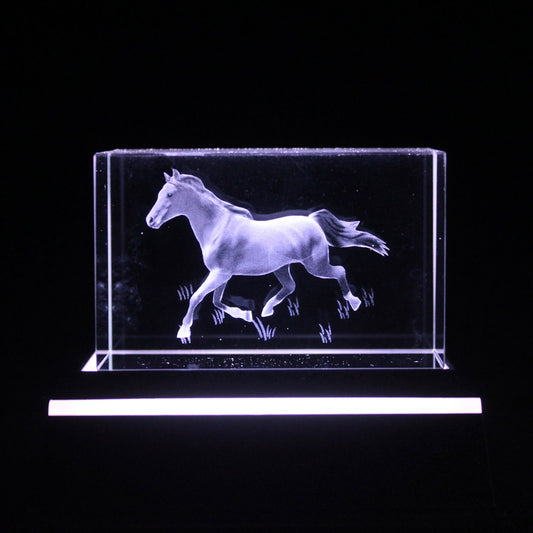 Laser Crystal Block - Running Horse