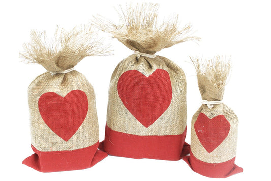 Danish Pouch Set of 3 - Red & Heart