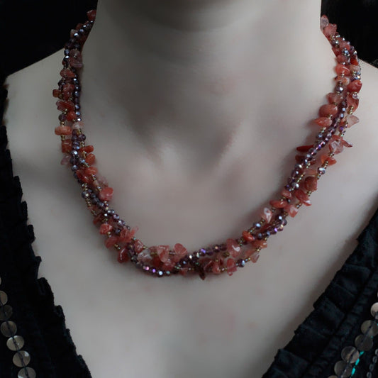 Chipstone & Bead Necklace - Red Agate