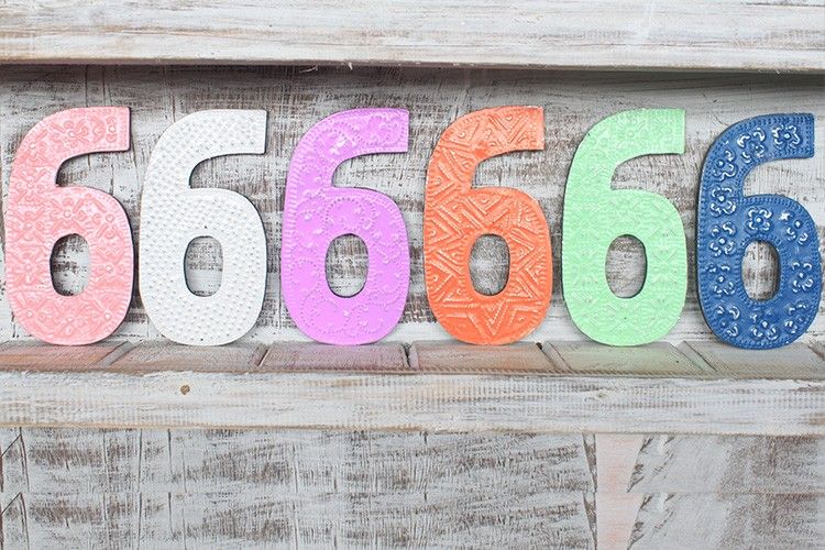 Number "6" - Assorted Colours - 15cm