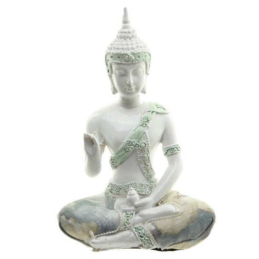Thai Buddha White Gloss & Cream Figurine - Enlightenment